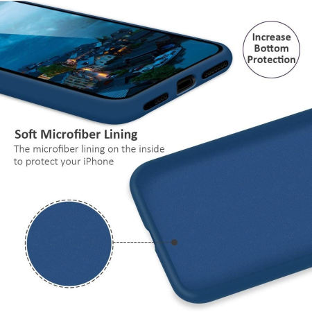 Husa protectie compatibila cu Apple iPhone XS Liquid Silicone Case Albastru inchis [4]