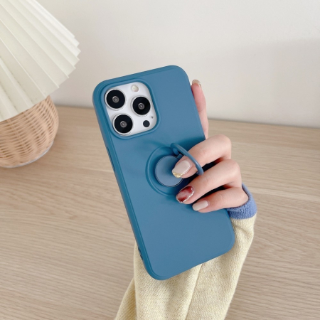 Husa protectie compatibila cu Huawei P Smart 2021 Liquid Silicone Ring cu suport rotativ Albastru [2]