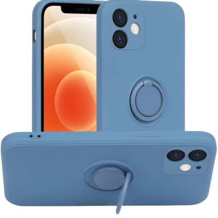 ✨TOATE PRODUSELE✨ - Husa protectie compatibila cu Huawei P Smart 2021 Liquid Silicone Ring cu suport rotativ Albastru deschis