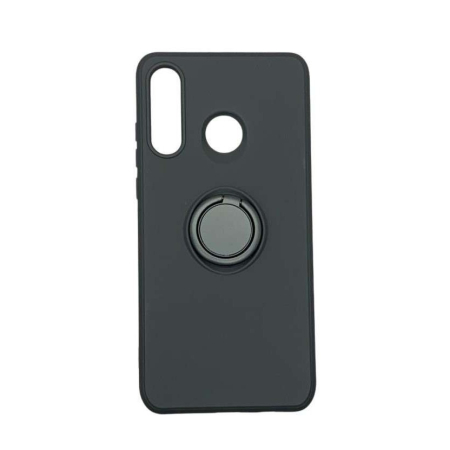 Ring Silicone Case - Husa protectie compatibila cu Huawei P30 Lite Liquid Silicone Ring cu suport rotativ Negru