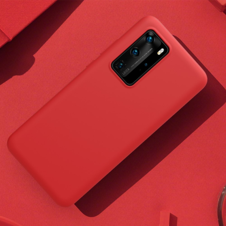 Husa protectie compatibila cu Huawei P40 Pro Liquid Silicone Case Rosu [9]