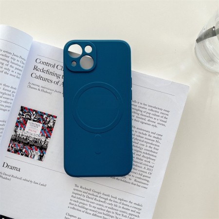 Husa protectie compatibila cu iPhone 14 Pro, Liquid MagSafe, ring-shaped, magnetica, Albastru [1]