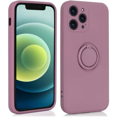 ✨TOATE PRODUSELE✨ - Husa protectie compatibila cu Samsung Galaxy A12 Liquid Silicone Ring cu suport rotativ Mov