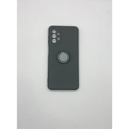 Husa protectie compatibila cu Samsung Galaxy A32 5G Liquid Silicone Ring cu suport rotativ Negru [6]