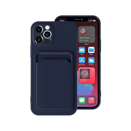 ✨TOATE PRODUSELE✨ - Husa protectie cu suport card compatibila cu Apple iPhone 12 Pro Albastru inchis