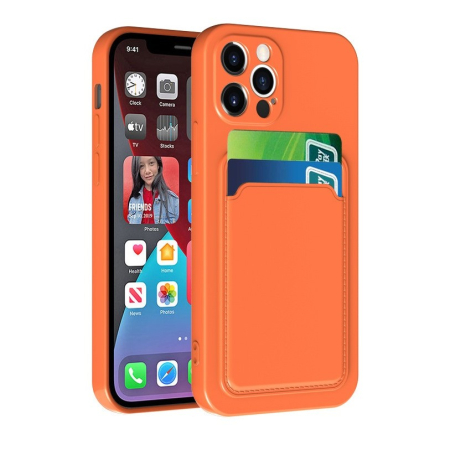 Husa protectie cu suport card compatibila cu Apple iPhone 12 Pro Max Portocaliu [5]
