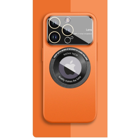 Husa protectie MagSafe Kathy Tech, , pentru Apple iPhone 11, Dublu Cerc, Portocaliu [1]
