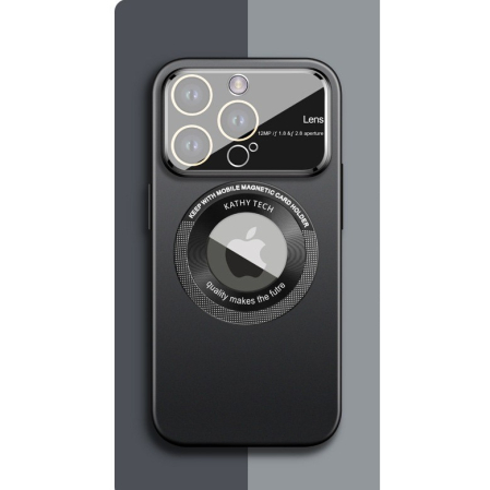 Husa protectie MagSafe Kathy Tech, , pentru Apple iPhone 12, Dublu Cerc, Negru [2]