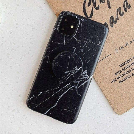 Husa protectie pentru Apple iPhone 11 Pro Soft IMD TPU Marble Negru cu Suport inclus [2]