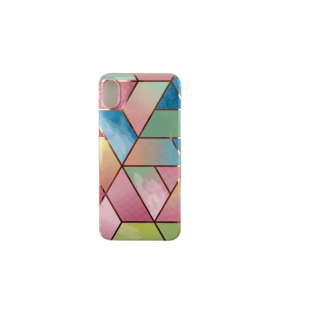Husa protectie pentru Apple iPhone X/XS Soft IMD TPU Marble Geometric Roz [3]