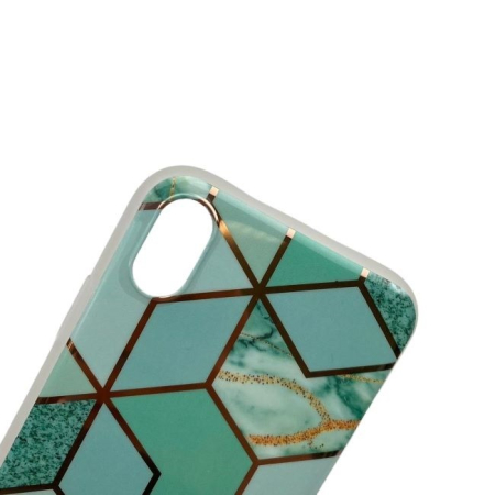 Husa protectie pentru Apple iPhone X/XS Soft IMD TPU Marble Geometric Verde [9]