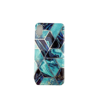 Husa protectie pentru Apple iPhone XR Soft IMD TPU Marble Geometric Albastru [2]