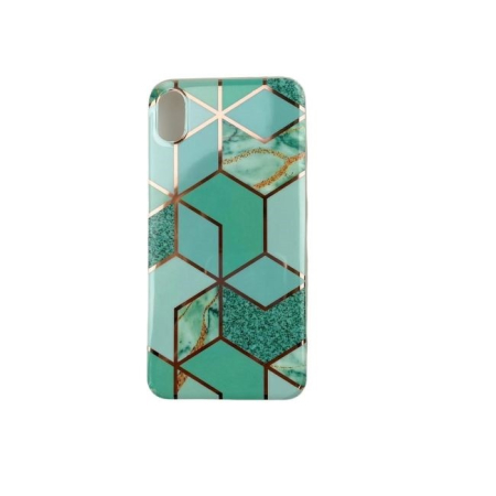 Husa protectie pentru Apple iPhone XR Soft IMD TPU Marble Geometric Verde [10]