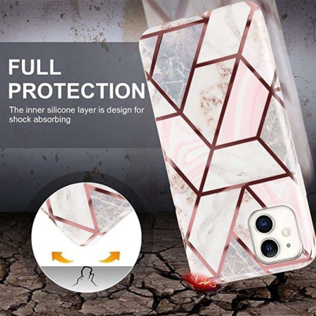 Husa protectie pentru Huawei P Smart 2020 Soft IMD TPU Marble Geometric Alb [3]