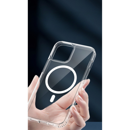 Husa protectie pentru iPhone 11 Mag Safe, 2 in 1 incarcare si magnet, Silicone, Transparenta [10]