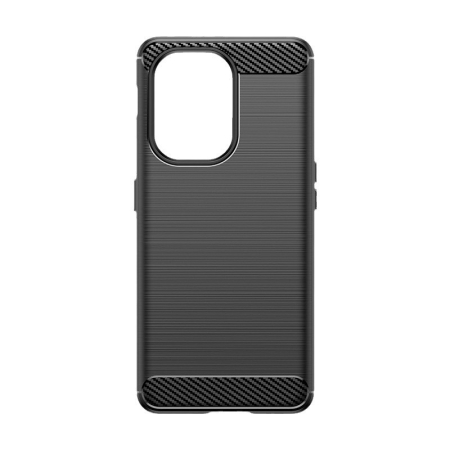 Husa Protectie pentru OnePlus Nord 3, , din Silicon TPU Moale, Textura Periat, Anti Cadere, cu Element Carbon, Negru [2]