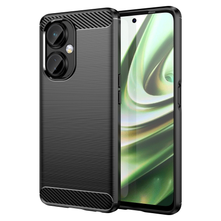 Husa Protectie pentru OnePlus Nord CE2 Lite 5G, , din Silicon TPU Moale, Textura Periat, Anti Cadere, cu Element Carbon, Negru [4]