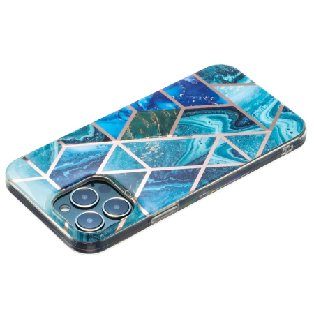 Husa protectie pentru Samsung A71 Soft IMD TPU Marble Geometric Albastru [3]