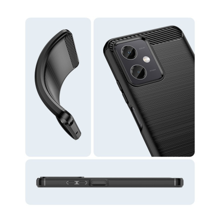 Husa Protectie pentru Xiaomi Redmi Note 12 5G, , din Silicon TPU Moale, Textura Periat, Anti Cadere, cu Element Carbon, Negru [5]