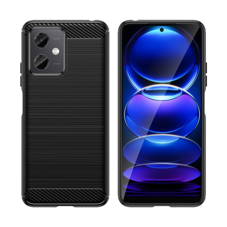 Husa Protectie pentru Xiaomi Redmi Note 12 5G, , din Silicon TPU Moale, Textura Periat, Anti Cadere, cu Element Carbon, Negru [1]