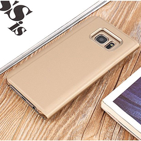 Husa Samsung Galaxy S7 Edge Flip Cover Oglinda Auriu [2]