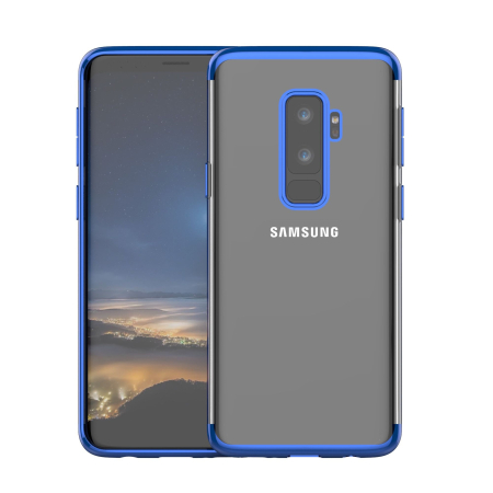 TPU Transparent - Husa Samsung Galaxy S9 Plus Transparent cu Margini Albastre