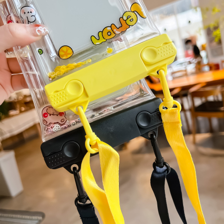 Husa subacvatica Fruity Waterproof , Snowproof, Universala, Impermeabila, cu Snur, pentru telefon sau documente, Lemon Boy, Galben [5]