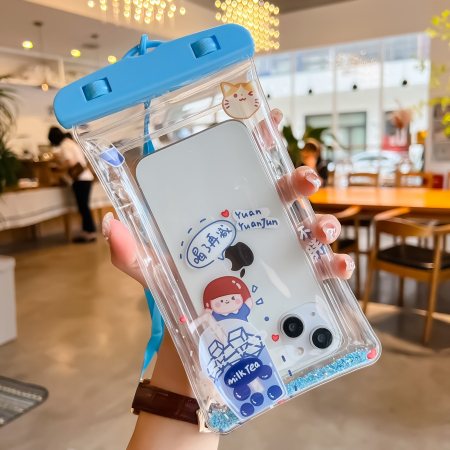 Husa subacvatica Glitter Kids Waterproof , Snowproof, Universala, cu Snur, pentru telefon sau documente, Tea Girl, Albastru [2]
