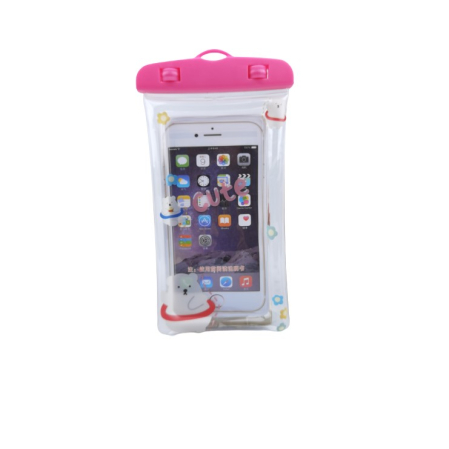 ✨TOATE PRODUSELE✨ - Husa subacvatica Kids Waterproof , Snowproof, Universala, cu Snur, pentru telefon sau documente, Bears, Roz