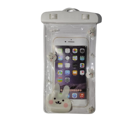 ✨TOATE PRODUSELE✨ - Husa subacvatica Kids Waterproof , Snowproof, Universala, cu Snur, pentru telefon sau documente, Bunny, Alb
