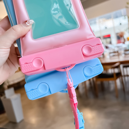 Husa subacvatica Matte Cushion Waterproof , Snowproof, Universala, cu Snur, pentru telefon sau documente, Roz [2]