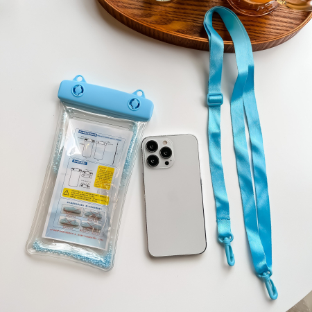 Husa subacvatica Waterproof , Snowproof, Universala, Senzoriala, cu Snur, pentru telefon sau documente, Bleu [3]