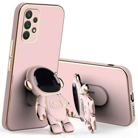 Husa Telefon 2in1, , Compatibila Samsung Galaxy S21 FE, Carcasa TPU cu Suport Inclus Tip Astronaut, Protectie Camere, Roz [1]