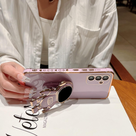 Husa Telefon 2in1, , Compatibila Samsung Galaxy S21 FE, Carcasa TPU cu Suport Inclus Tip Astronaut, Protectie Camere, Roz [4]