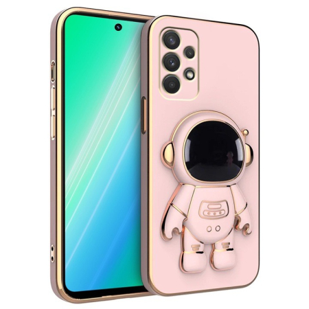 Husa Telefon 2in1, , Compatibila Samsung Galaxy S21 FE, Carcasa TPU cu Suport Inclus Tip Astronaut, Protectie Camere, Roz [2]