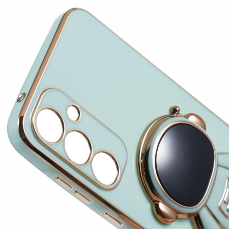 Husa Telefon 2in1, , Compatibila Samsung Galaxy S21 FE, Carcasa TPU cu Suport Inclus Tip Astronaut, Protectie Camere, Verde [1]