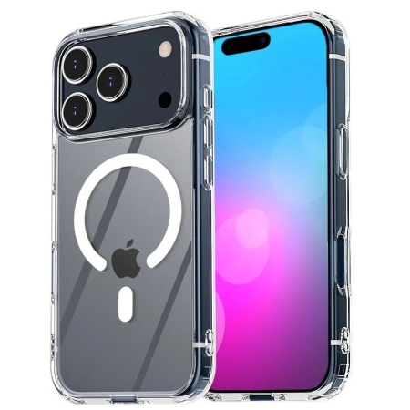 MagSafe Transparent - Husa Telefon, , Compatibila Apple iPhone 17 Pro, MagSafe, Antisoc, din Silicon + TPU, Transparent