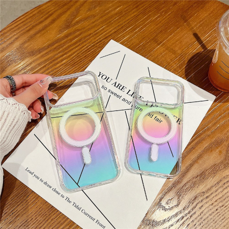 Husa Telefon, , Compatibila iPhone 17 Pro, Model Cameleon, Magsafe, Schimbare Gradient de Culoare din Unghiuri Diferite, Multicolor [4]