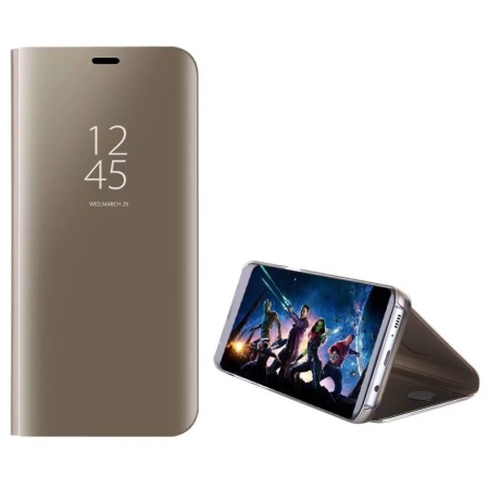 Husa Tip Carte, , Compatibila cu Huawei Mate 10 Lite, Flip Cover Oglinda, Auriu [4]