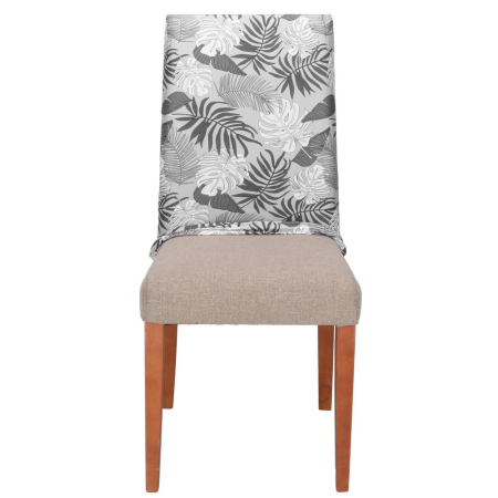 Husa universala pentru scaun, marime universala, poliester si spandex, 38x70cm, gri cu model floral [14]