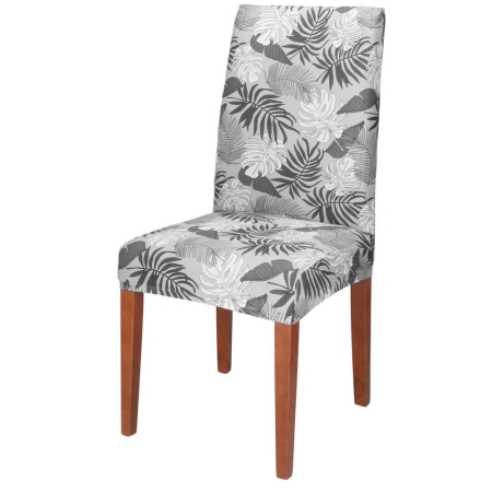 Husa universala pentru scaun, marime universala, poliester si spandex, 38x70cm, gri cu model floral [7]
