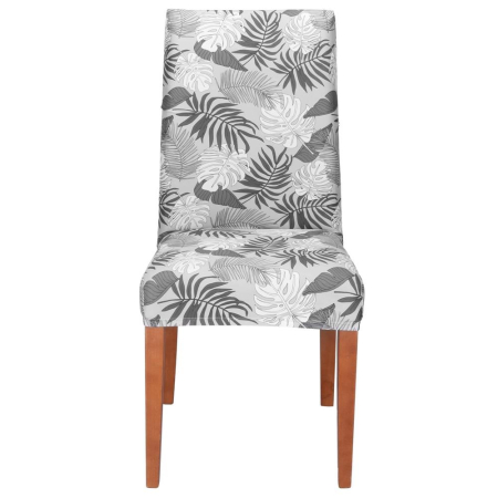 Husa universala pentru scaun, marime universala, poliester si spandex, 38x70cm, gri cu model floral [16]