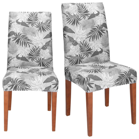Husa universala pentru scaun, marime universala, poliester si spandex, 38x70cm, gri cu model floral [1]