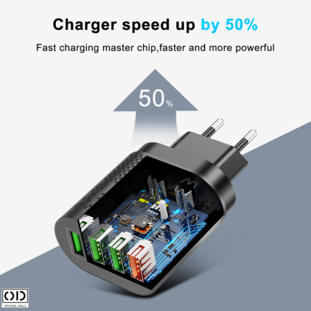 Incarcator Retea Priza Fast Charge 4 Porturi USB Incarcare Rapida [15]