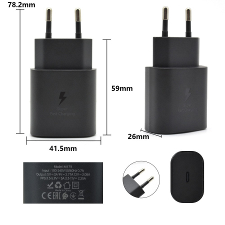 Incarcator Super Fast Charge, , Incarcator Retea Universal, Compatibil cu Port USB-C, Power Delivery 25W, Negru [1]