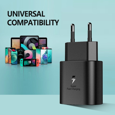 Incarcator Super Fast Charge, , Incarcator Retea Universal, Compatibil cu Port USB-C, Power Delivery 25W, Negru [6]