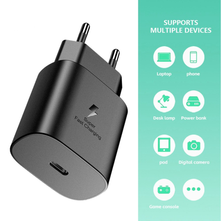 Incarcator Super Fast Charge, , Incarcator Retea Universal, Compatibil cu Port USB-C, Power Delivery 25W, Negru [4]