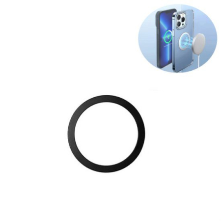 Inel Magnetic incarcare fara fir, montare auto, MagSafe Silicone pentru Apple iPhone 12 / 13 / 14, Negru [2]