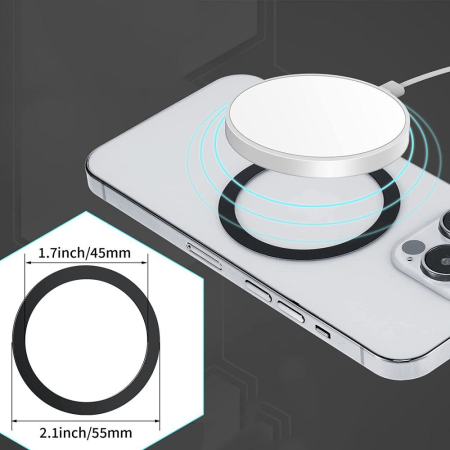 Inel Magnetic incarcare fara fir, montare auto, MagSafe Silicone pentru Apple iPhone 12 / 13 / 14, Negru [5]