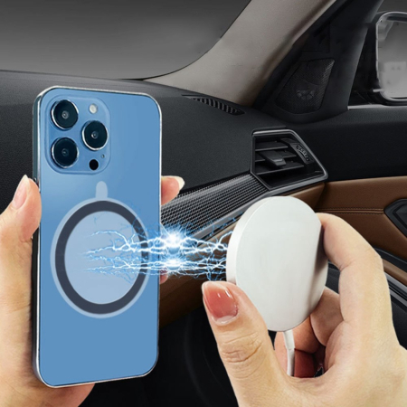 Inel Magnetic incarcare fara fir, montare auto, MagSafe Silicone pentru Apple iPhone 12 / 13 / 14, Rosu [7]